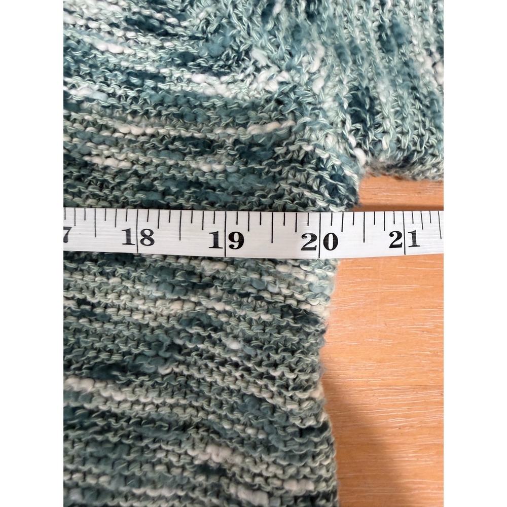 Pure Jill Teal Space Dye Cotton Cardigan Sweater Womens L Preppy Academia Beach - Picture 7 of 8